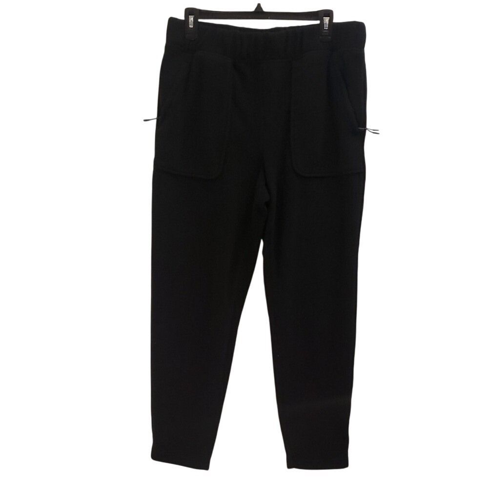 Mens Black Fleece Jogger Pants Size Medium Elastic Waist Drawstring Pockets